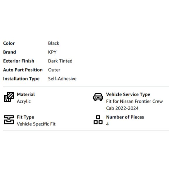 Vent Visors  2022-24 Nissan Frontier Crew Cab - Window Rain Guards (4) BRAND NEW - Picture 7 of 8